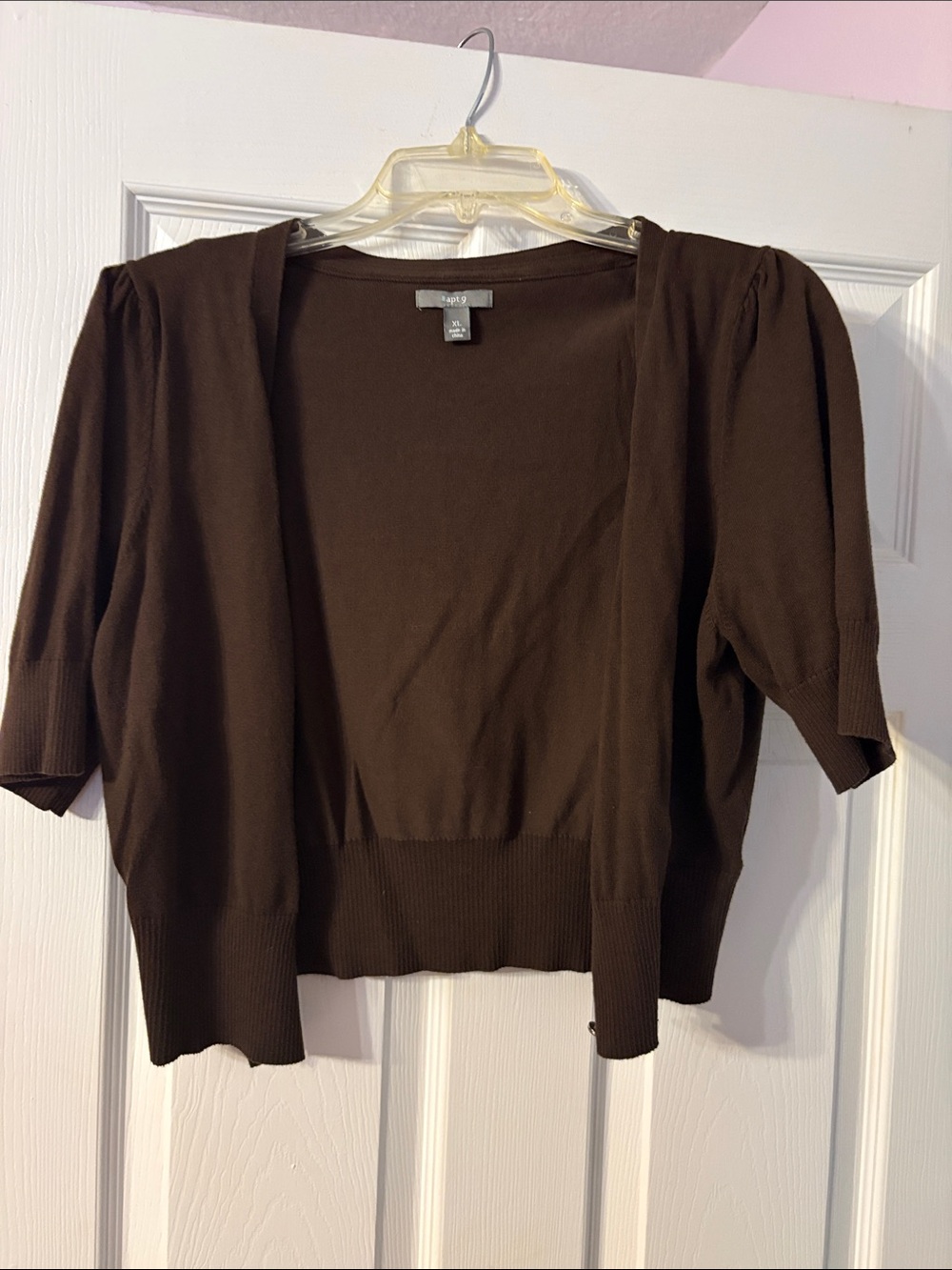 Apt 9 Brown Cropped Open-Front Cardigan